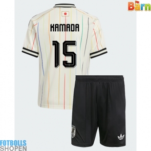 Billiga Japan Daichi Kamada #15 Bortatröja Barn VM 2026 Kortärmad (+ Korta byxor)